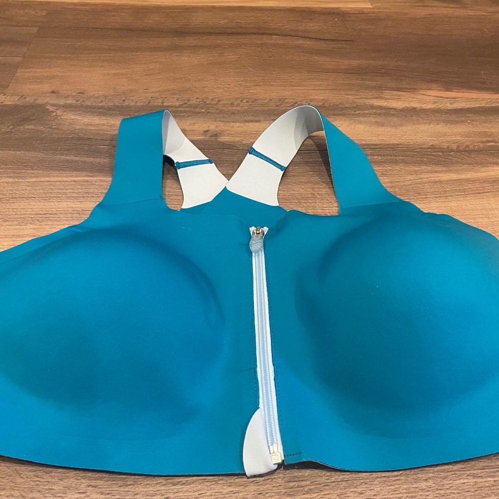 Brooks Teal Front-Zip High Support Sports Bra